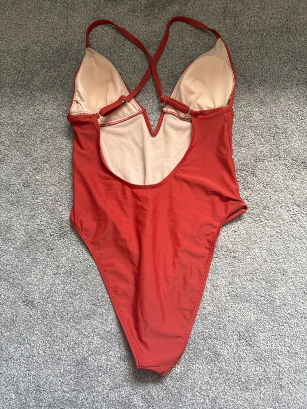 CUPSHE Red Terracotta One Piece Swimsuit Criss Cross Back